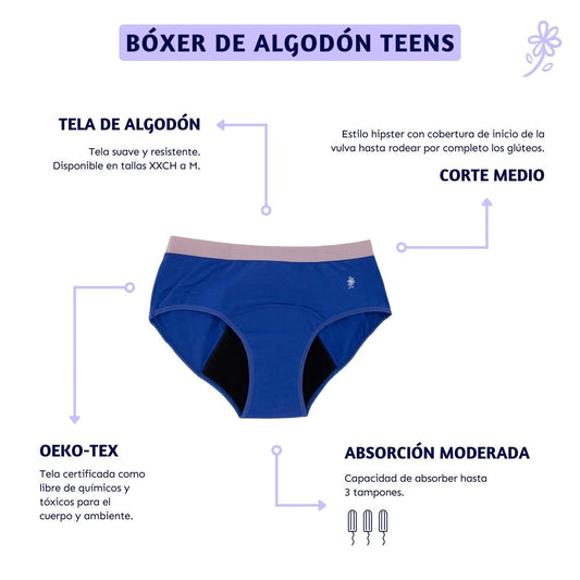 4Pack Bóxer algodón Teens 🩸🩸🩸